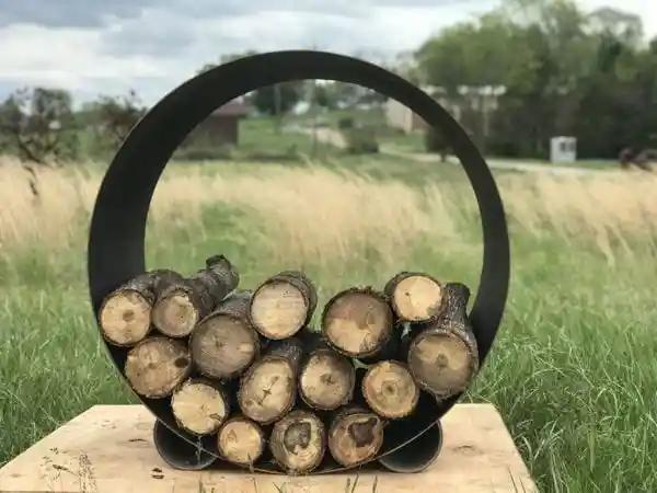 Outdoor fire pit online log holder