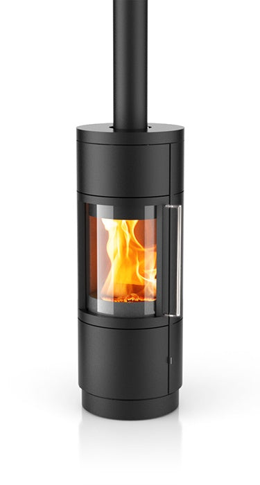 Bari TruHybrid Charcoal Black Steel Contemporary Wood Stove