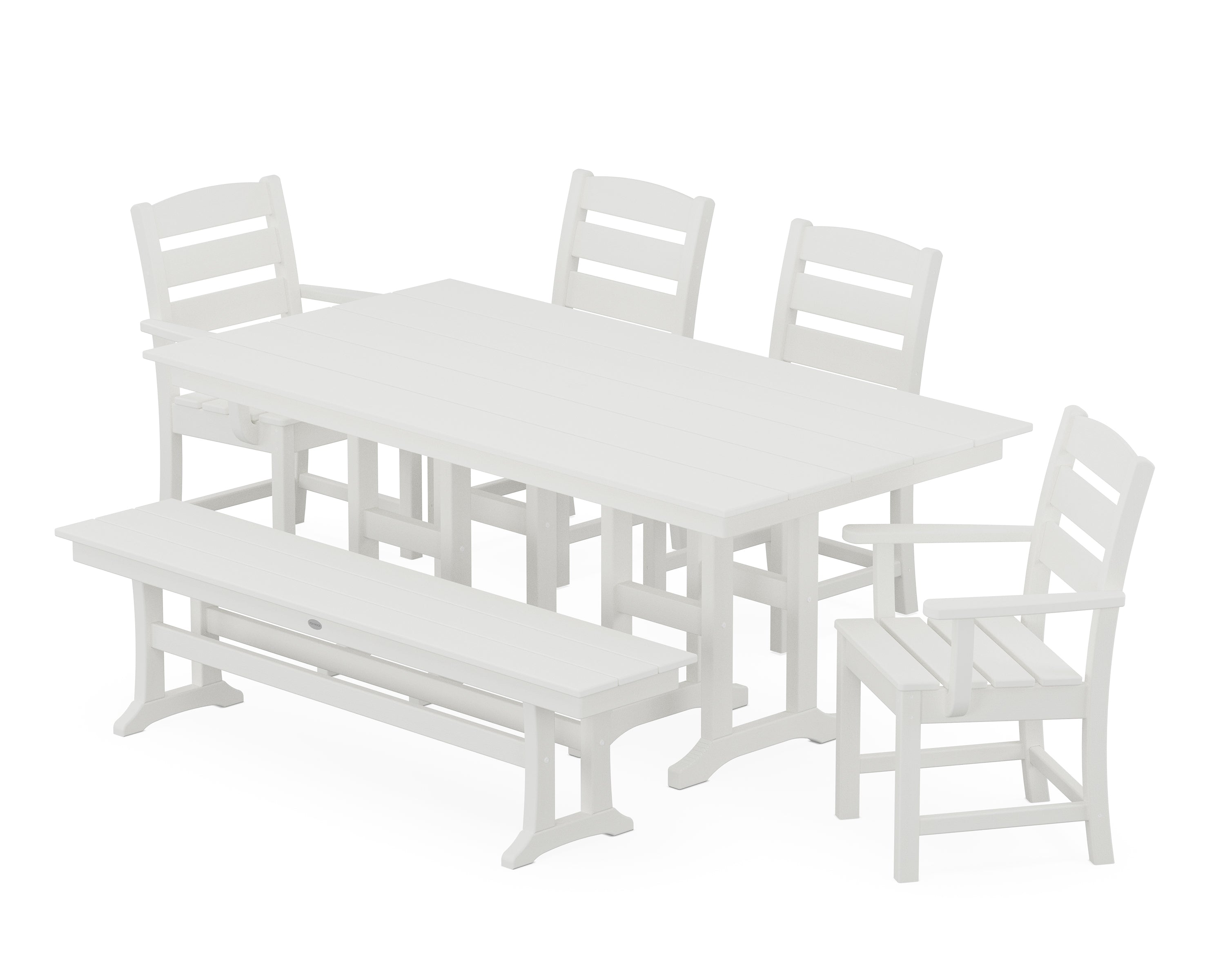 Lakeside 6-Piece Farmhouse Dining Set with Bench