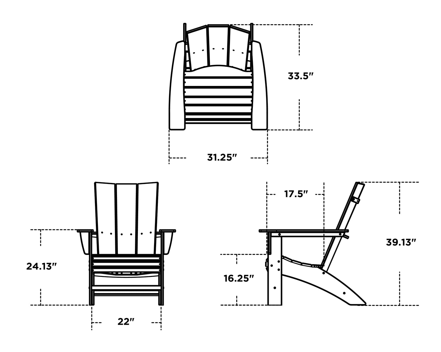 Modern Curveback Adirondack 5-Piece Conversation Set with Fire Pit Table