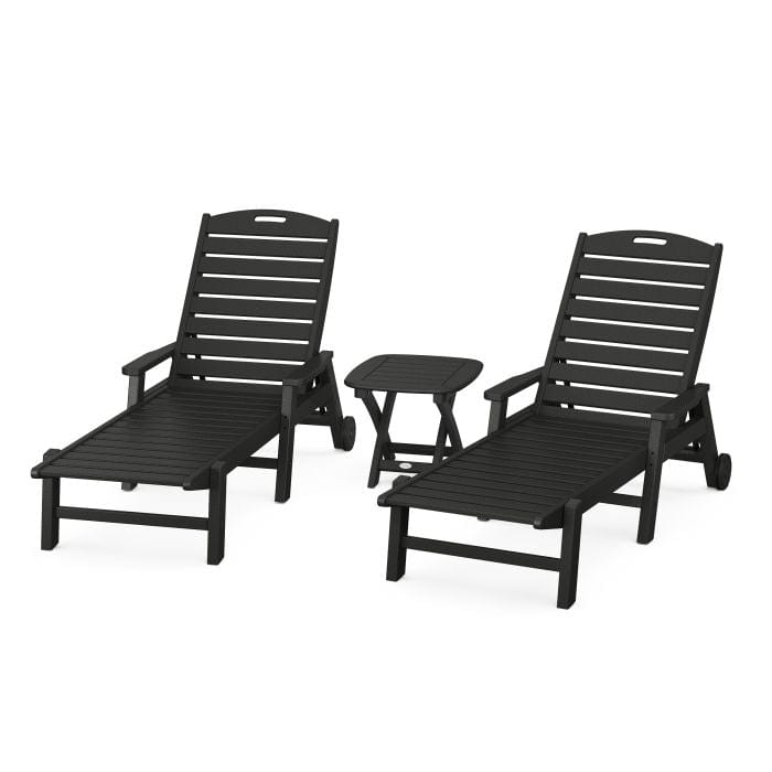 Polywood Nautical 3-Piece Chaise Set with Nautical Side Table - Casual Furniture World