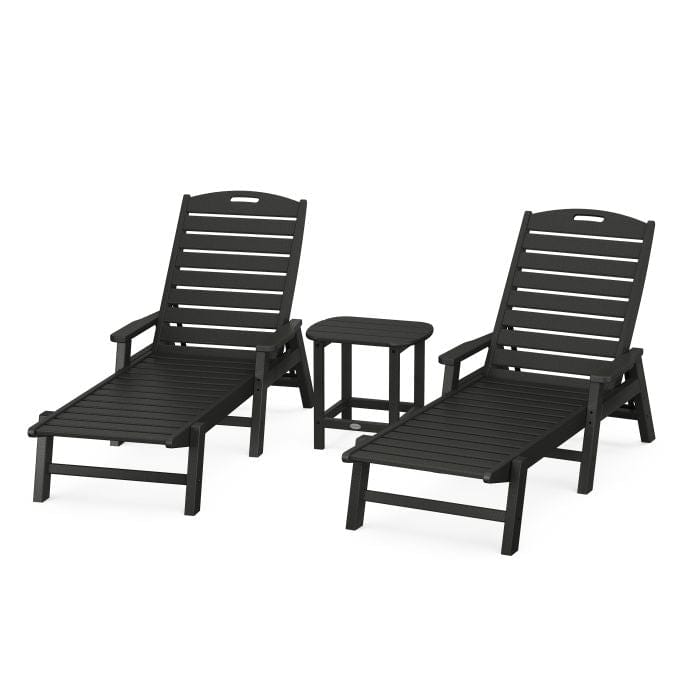 Polywood Nautical 3-Piece Chaise Set with South Beach 18&quot; Side Table - Casual Furniture World