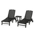 Polywood Nautical 3-Piece Wheeled Chaise Set with South Beach 18" Side Table - Casual Furniture World