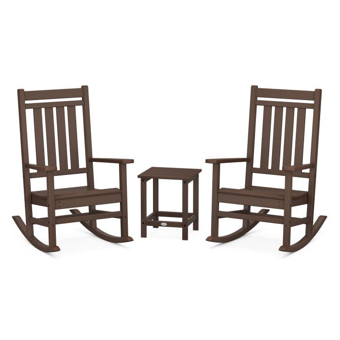 Polywood Estate 3-Piece Rocking Chair Set with Long Island 18&quot; Side Table - Casual Furniture World