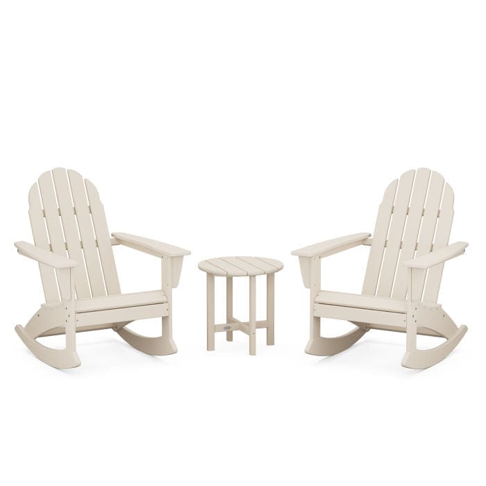 Polywood Vineyard 3-Piece Adirondack Rocking Chair Set with 18&quot; Round Table - Casual Furniture World