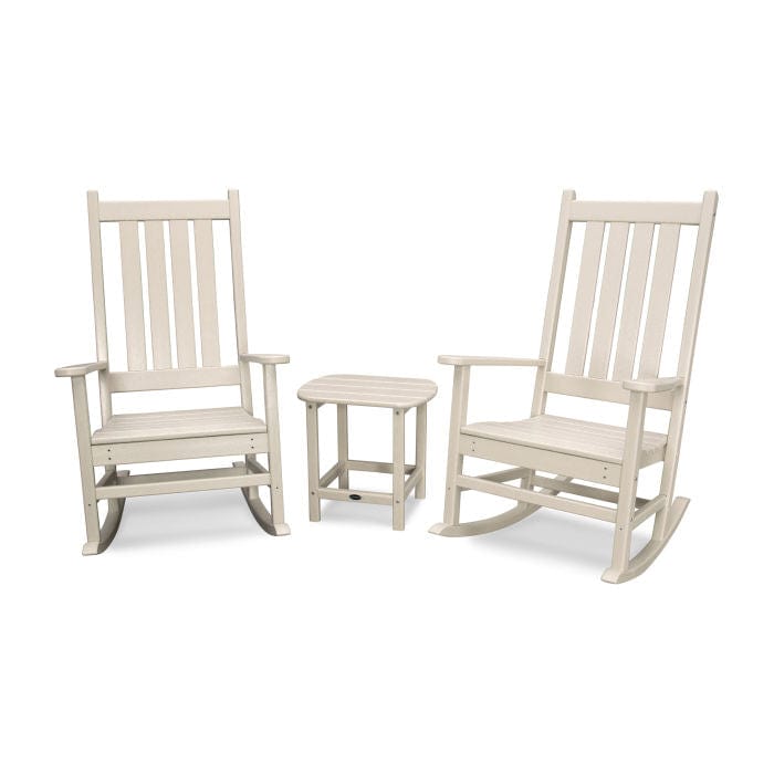 Polywood Vineyard 3-Piece Rocking Chair Set with South Beach 18&quot; Side Table - Casual Furniture World