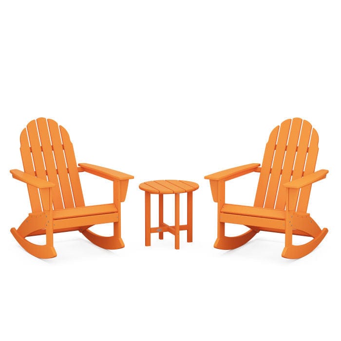 Polywood Vineyard 3-Piece Adirondack Rocking Chair Set with 18&quot; Round Table - Casual Furniture World