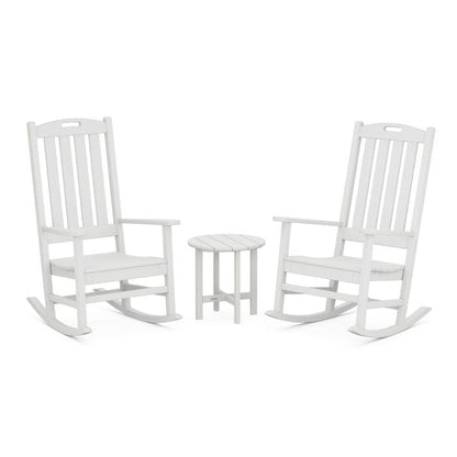 Polywood Nautical 3Piece Porch Rocking Chair Set with Round 18&quot; Side Table - Casual Furniture World