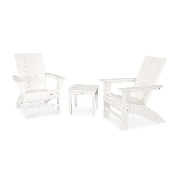 Polywood Modern 3-Piece Curveback Adirondack Set with Newport End Table - Casual Furniture World