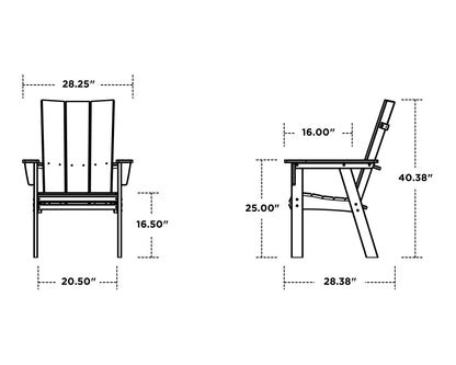 Modern 5-Piece Curveback Upright Adirondack Conversation Set with Fire Pit Table